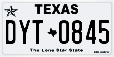 TX license plate DYT0845