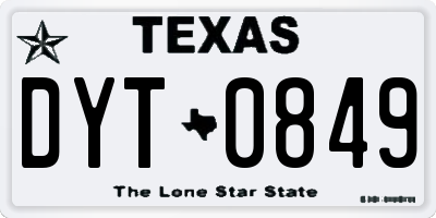 TX license plate DYT0849