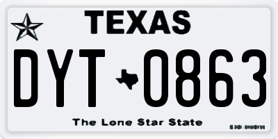 TX license plate DYT0863