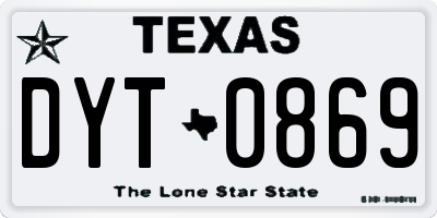 TX license plate DYT0869