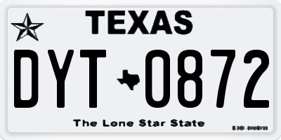TX license plate DYT0872