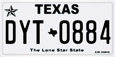 TX license plate DYT0884