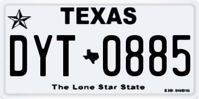 TX license plate DYT0885