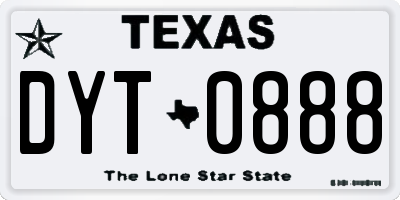 TX license plate DYT0888