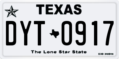 TX license plate DYT0917