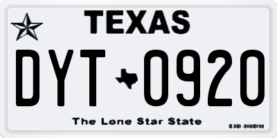 TX license plate DYT0920