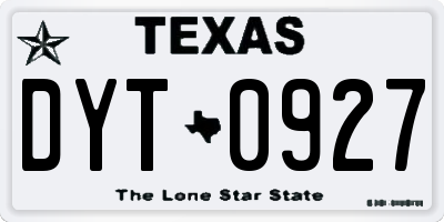 TX license plate DYT0927
