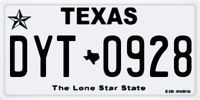 TX license plate DYT0928