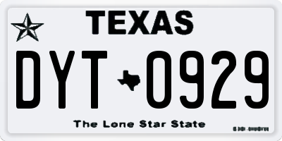 TX license plate DYT0929