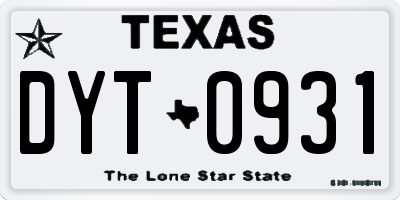 TX license plate DYT0931