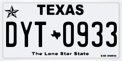 TX license plate DYT0933