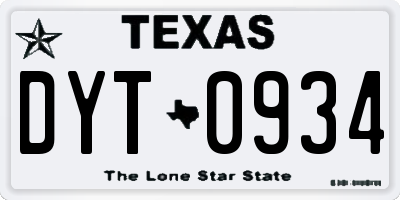 TX license plate DYT0934