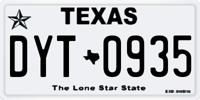 TX license plate DYT0935