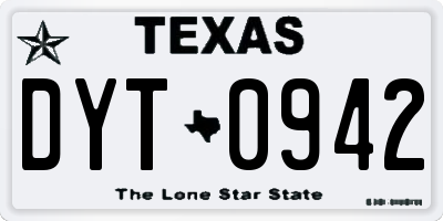 TX license plate DYT0942