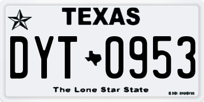 TX license plate DYT0953