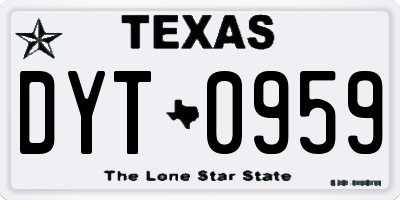 TX license plate DYT0959