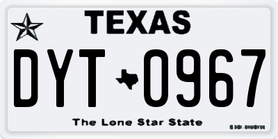 TX license plate DYT0967