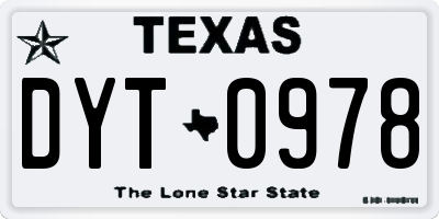 TX license plate DYT0978