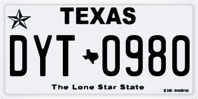 TX license plate DYT0980