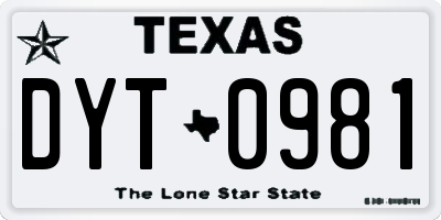 TX license plate DYT0981