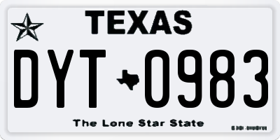 TX license plate DYT0983