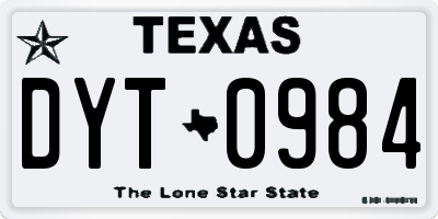 TX license plate DYT0984