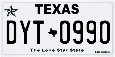 TX license plate DYT0990