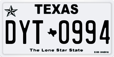 TX license plate DYT0994