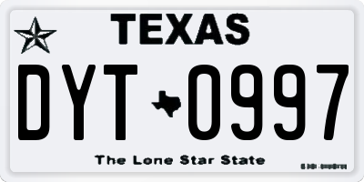 TX license plate DYT0997