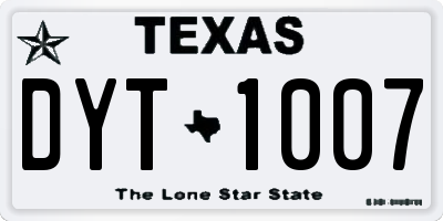 TX license plate DYT1007