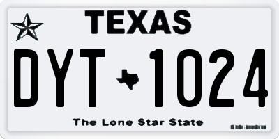 TX license plate DYT1024
