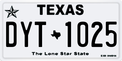 TX license plate DYT1025