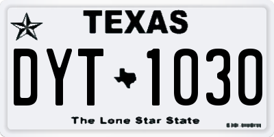 TX license plate DYT1030
