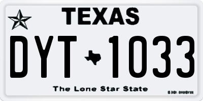 TX license plate DYT1033