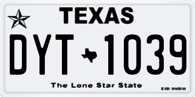 TX license plate DYT1039
