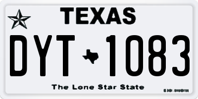 TX license plate DYT1083