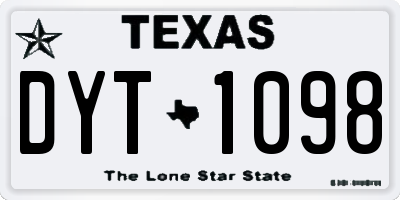 TX license plate DYT1098