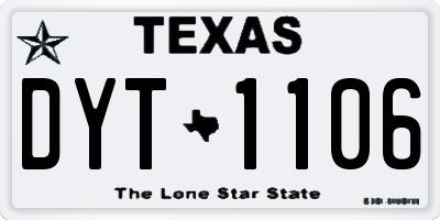 TX license plate DYT1106