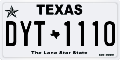 TX license plate DYT1110