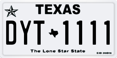 TX license plate DYT1111