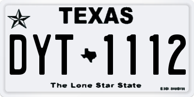 TX license plate DYT1112