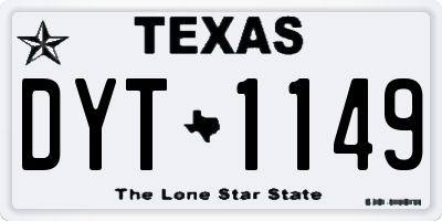 TX license plate DYT1149