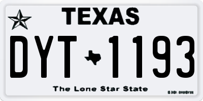 TX license plate DYT1193