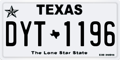 TX license plate DYT1196