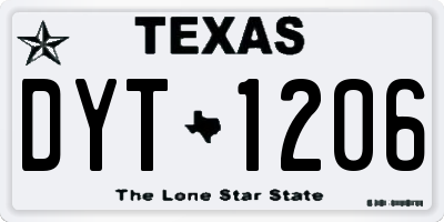 TX license plate DYT1206