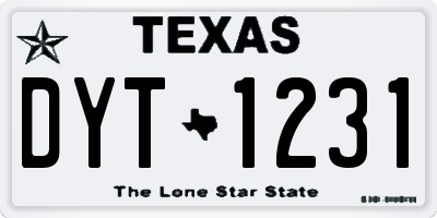 TX license plate DYT1231