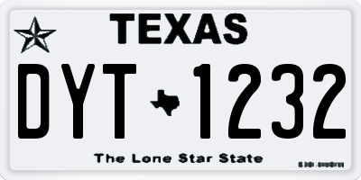 TX license plate DYT1232