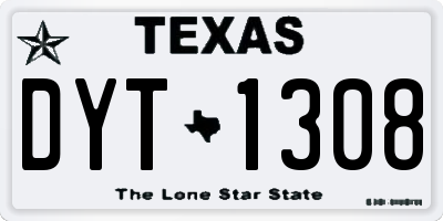 TX license plate DYT1308