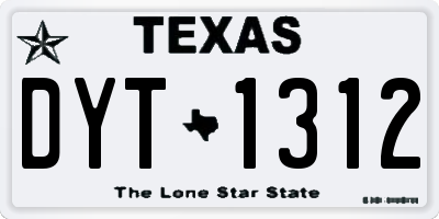 TX license plate DYT1312