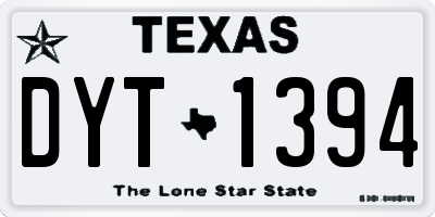 TX license plate DYT1394